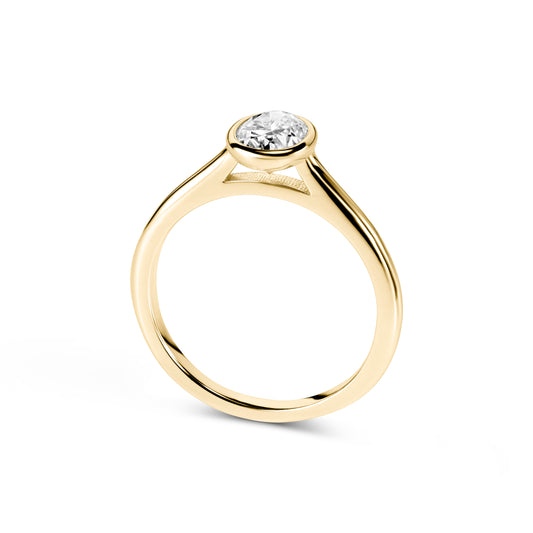 Anello Solitario Lucea 1 ct Moissanite Ovale Incastonatura Castone Bezel