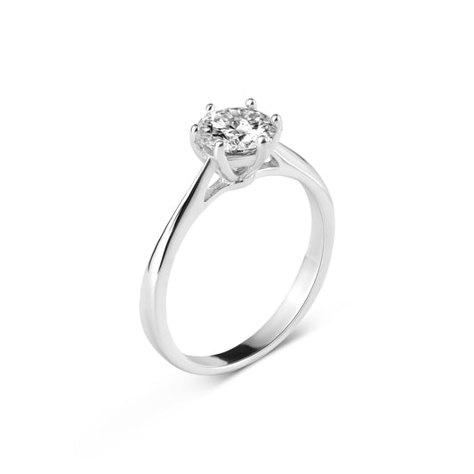 Anello Solitario Athena 1 ct Moissanite Rotonda e Incastonatura a 6 Griffe