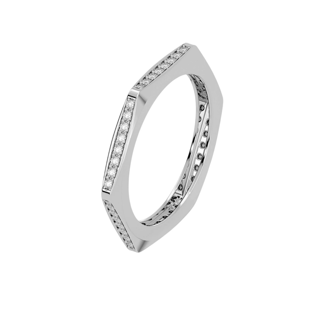 Anello Ares Fede Esagonale Moissanite – Infinity Band Geometrica - Alter Luxe - Alter Luxe - Argento 925 - Oro - 54mm circonferenza - Anello Fidanzamento, Fede Matrimonio, Anniversario, Regalo - 