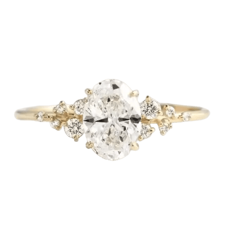 Anello Solitario Celine 1 ct Moissanite Ovale e Composizione di Pietre Laterali - Alter Luxe - Alter Luxe - Argento 925 - Oro - 54mm circonferenza - Anello Fidanzamento, Fede Matrimonio, Anniversario, Regalo - 