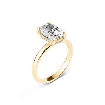 Anello Solitario Hera 3 ct Moissanite Cushion Allungato e Halo Nascosto - Alter Luxe - Alter Luxe - Argento 925 - Oro - 54mm circonferenza - Anello Fidanzamento, Fede Matrimonio, Anniversario, Regalo - 