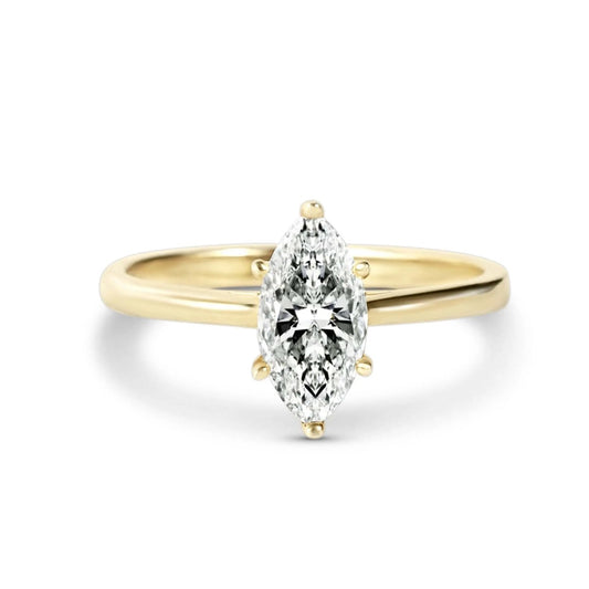 Anello Solitario Iris 1 ct Moissanite Taglio Marquise - Alter Luxe - Alter Luxe - Argento 925 - Oro - 54mm circonferenza - Anello Fidanzamento, Fede Matrimonio, Anniversario, Regalo - 