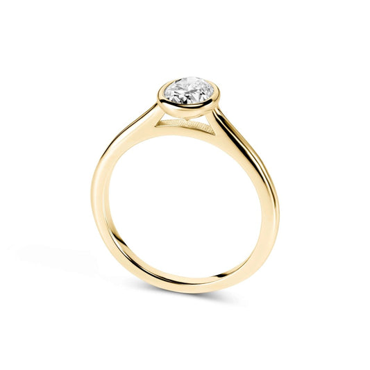 Anello Solitario Lucea 1 ct Moissanite Ovale Incastonatura Castone Bezel - Alter Luxe - Alter Luxe - Argento 925 - Oro - 54mm circonferenza - Anello Fidanzamento, Fede Matrimonio, Anniversario, Regalo - 