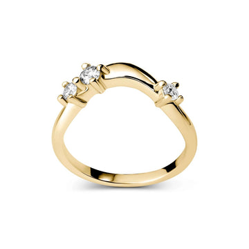 Anello Veste Fede Silhouette Curva e Tre Pietre Moissanite Rotonde - Alter Luxe - Alter Luxe - Argento 925 - Oro - 54mm circonferenza - Anello Fidanzamento, Fede Matrimonio, Anniversario, Regalo - 